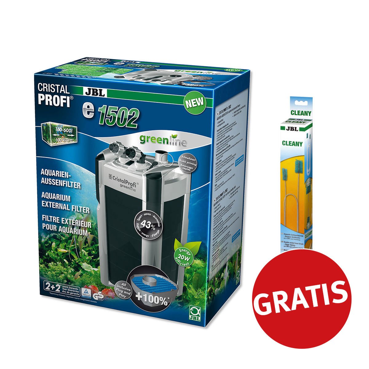 JBL Cristal Profi greenline e1502 + Cleany Schlauchreinigungsbürste gratis