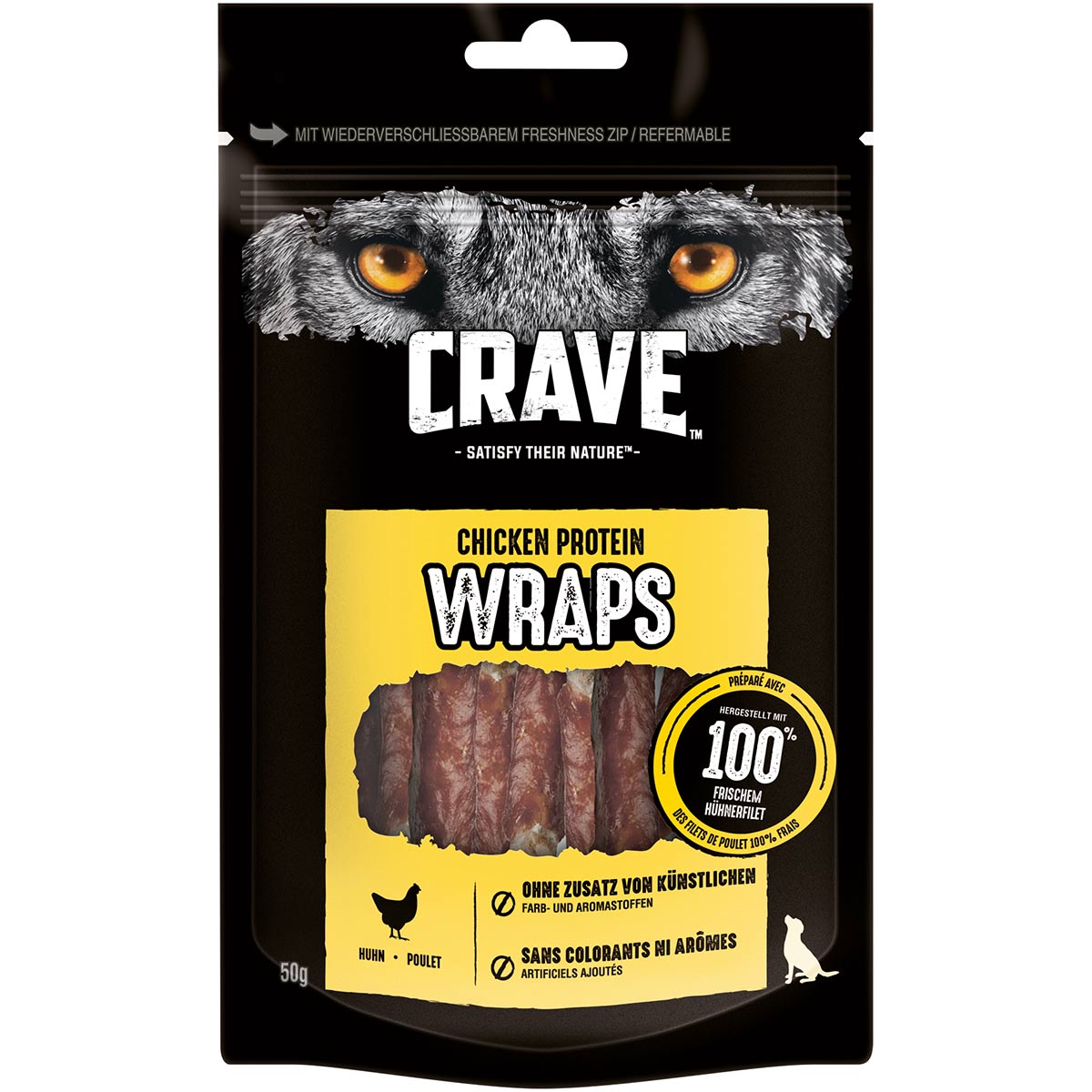 CRAVE Hund Protein Wraps mit Huhn