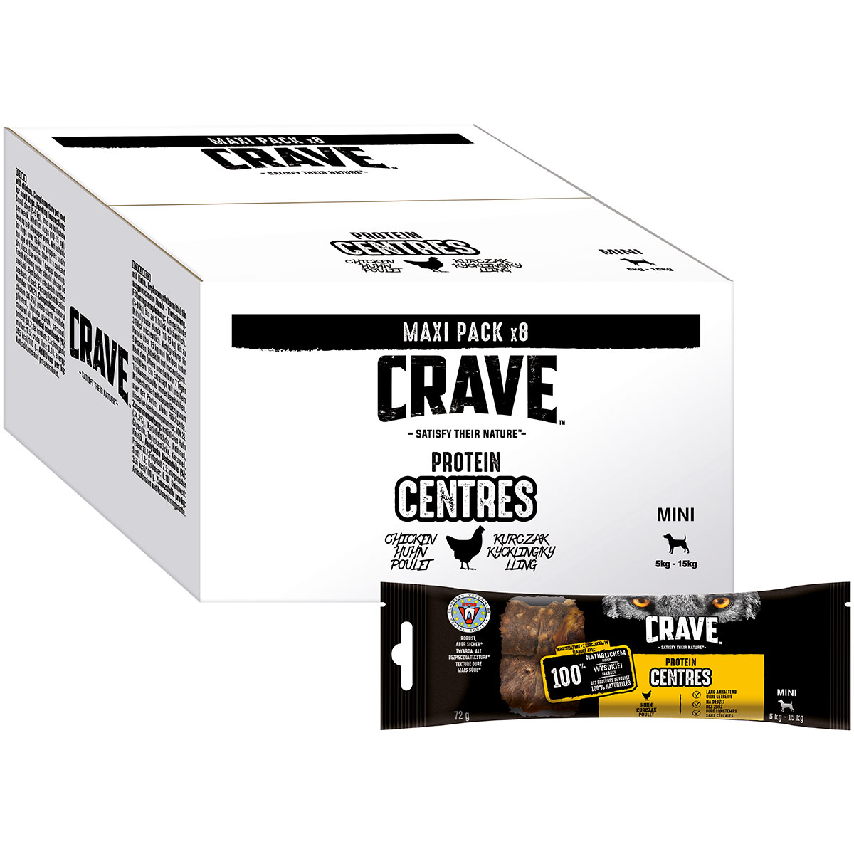 Crave Hund Protein Centres Mini mit Huhn 8x72g