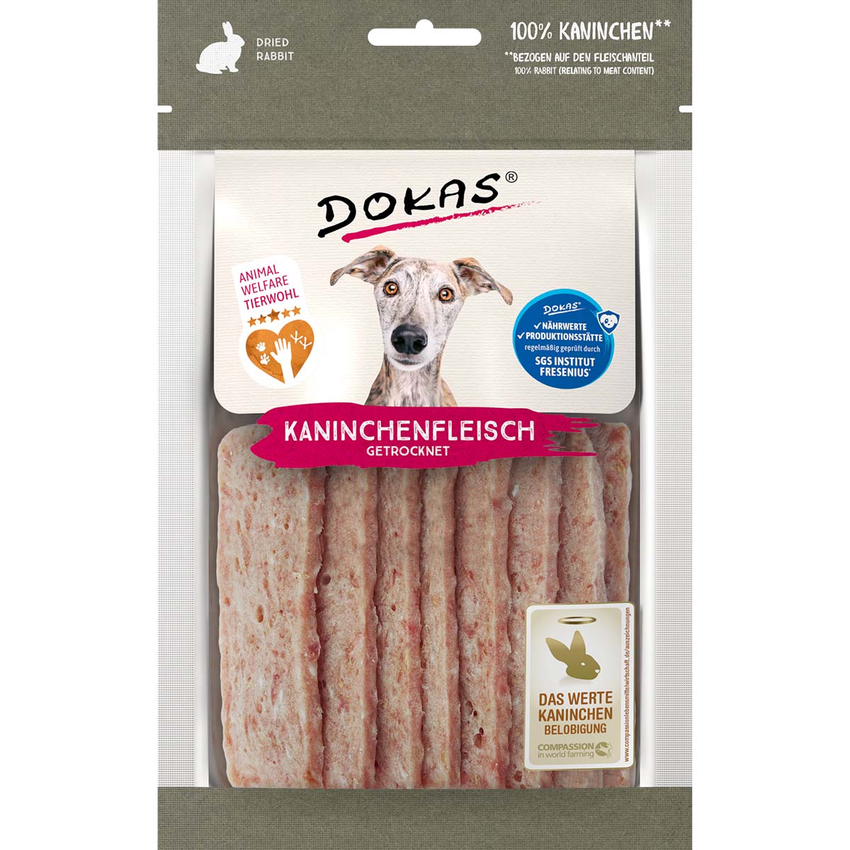 Dokas Hundesnack Kaninchenfleisch getrocknet