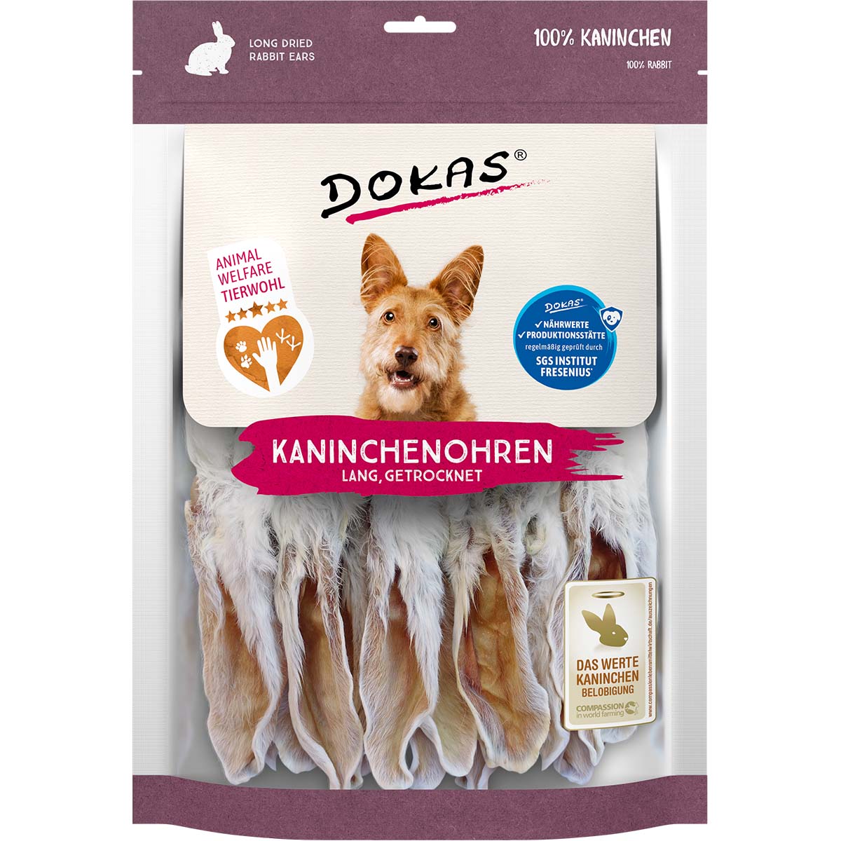 Dokas Kaninchenohren mit Fell getrocknet