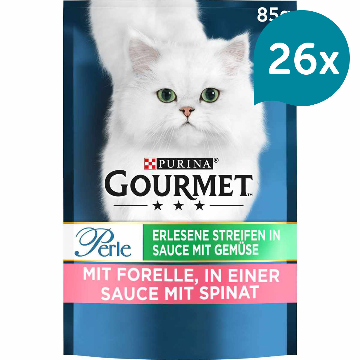 GOURMET Perle Erlesene Streifen in Sauce mit Forelle und Spinat