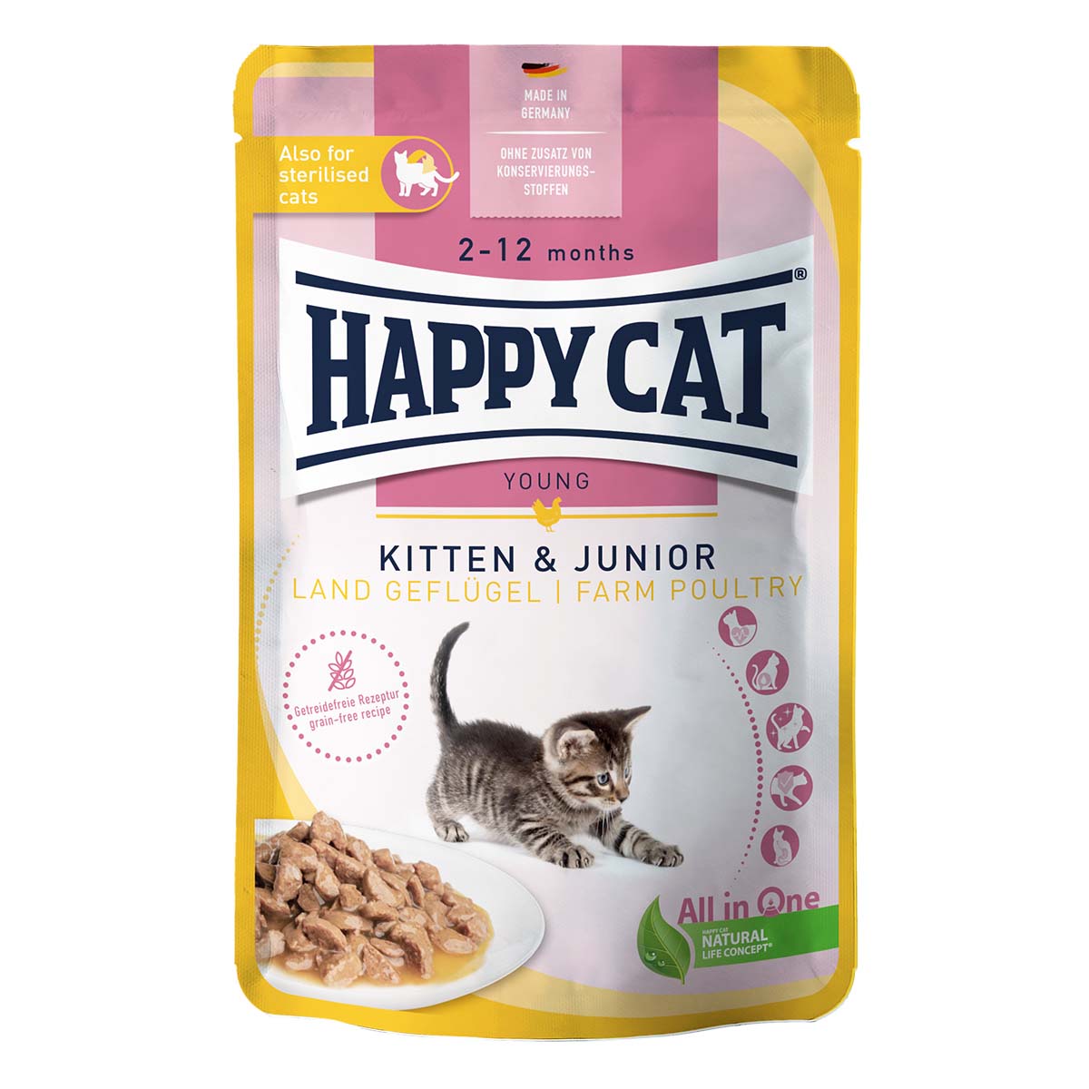 Happy Cat Tray Kitten &amp; Junior Land Geflügel