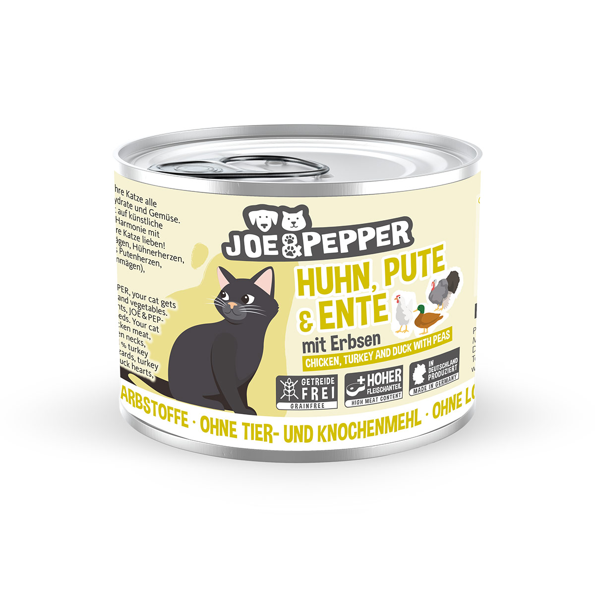 Joe &amp; Pepper Cat Huhn, Pute &amp; Ente mit Erbsen