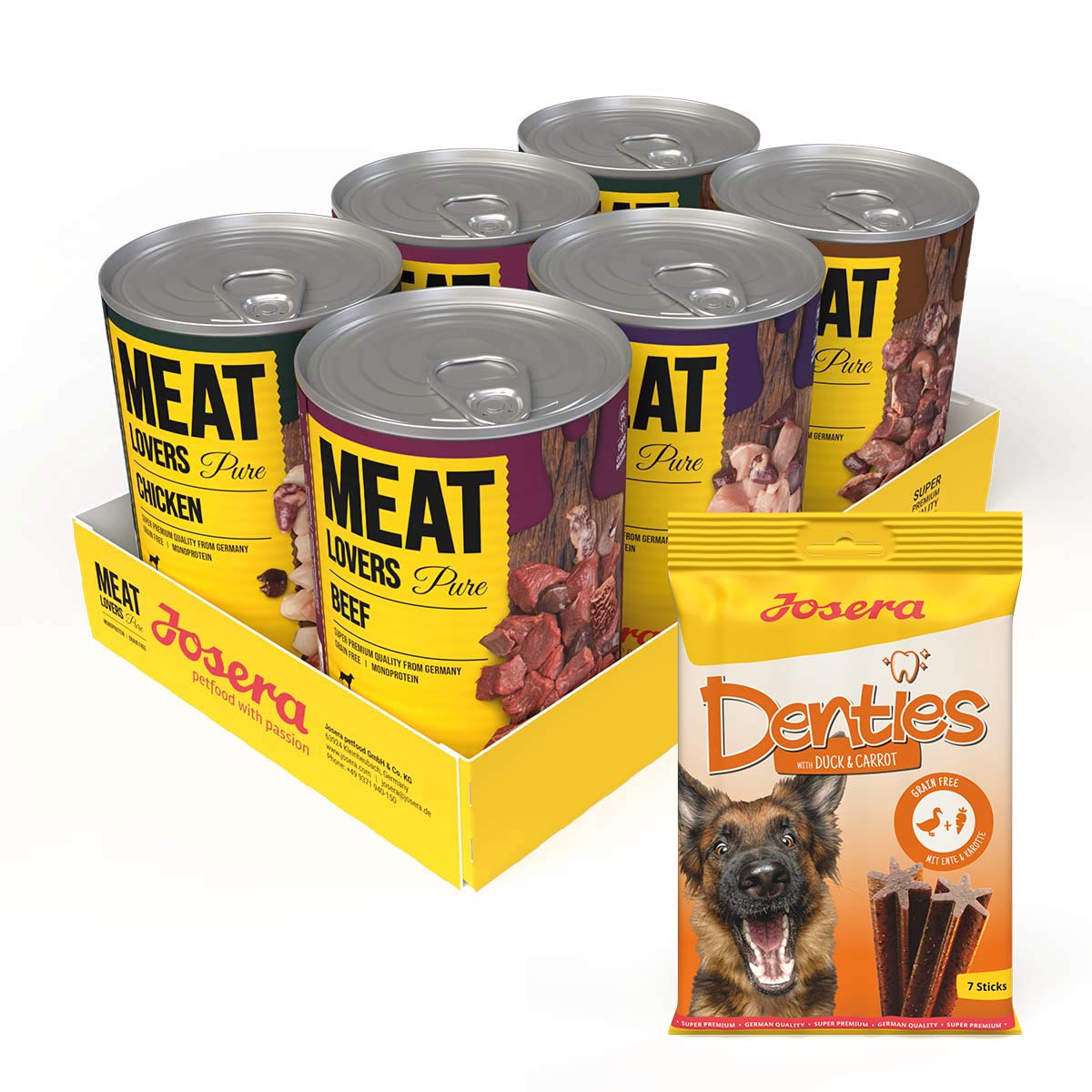 Josera Meatlovers Pure Multipack 6x400g + gratis Denties Duck 180g