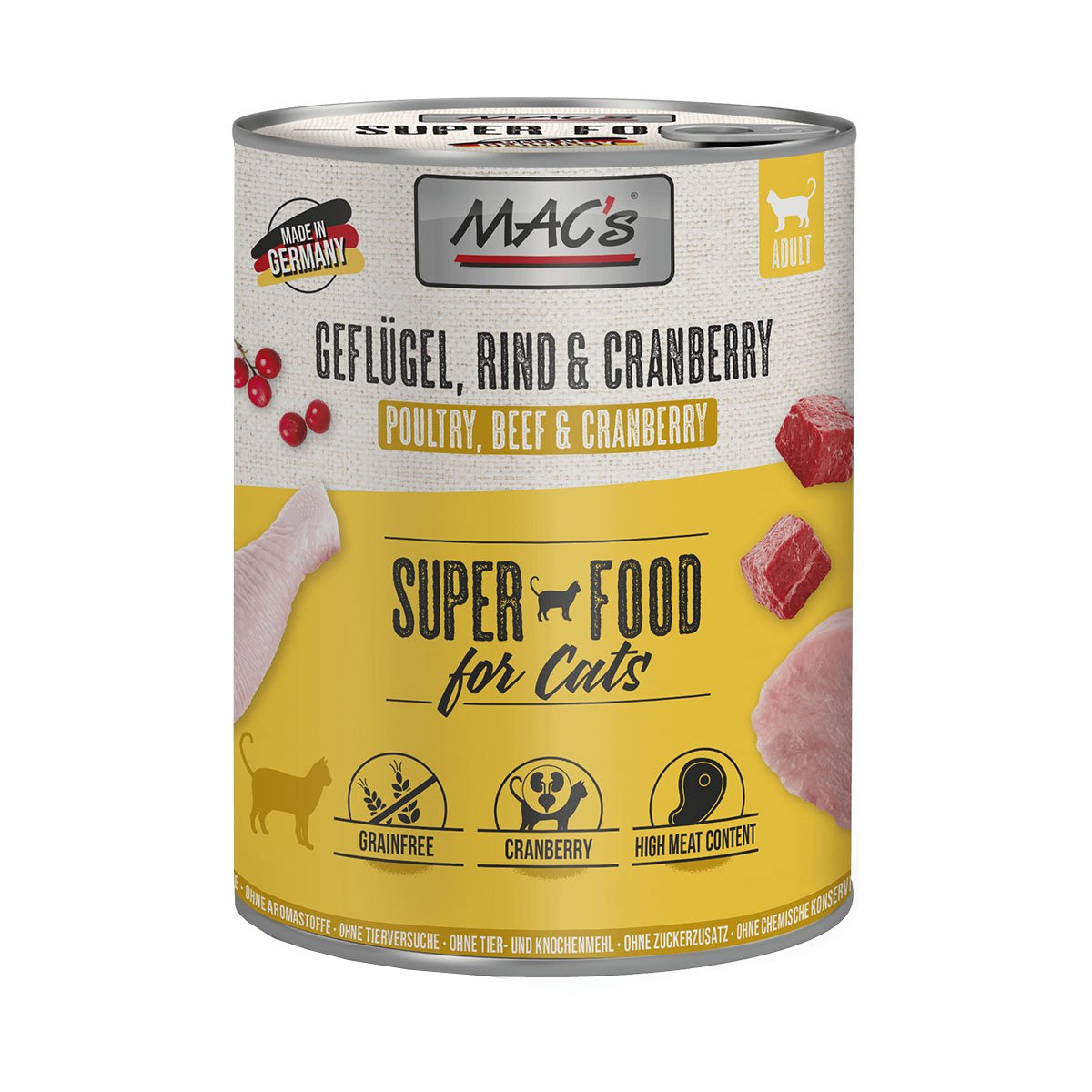 MAC's Cat Fleischmenü Geflügel, Rind und Cranberry