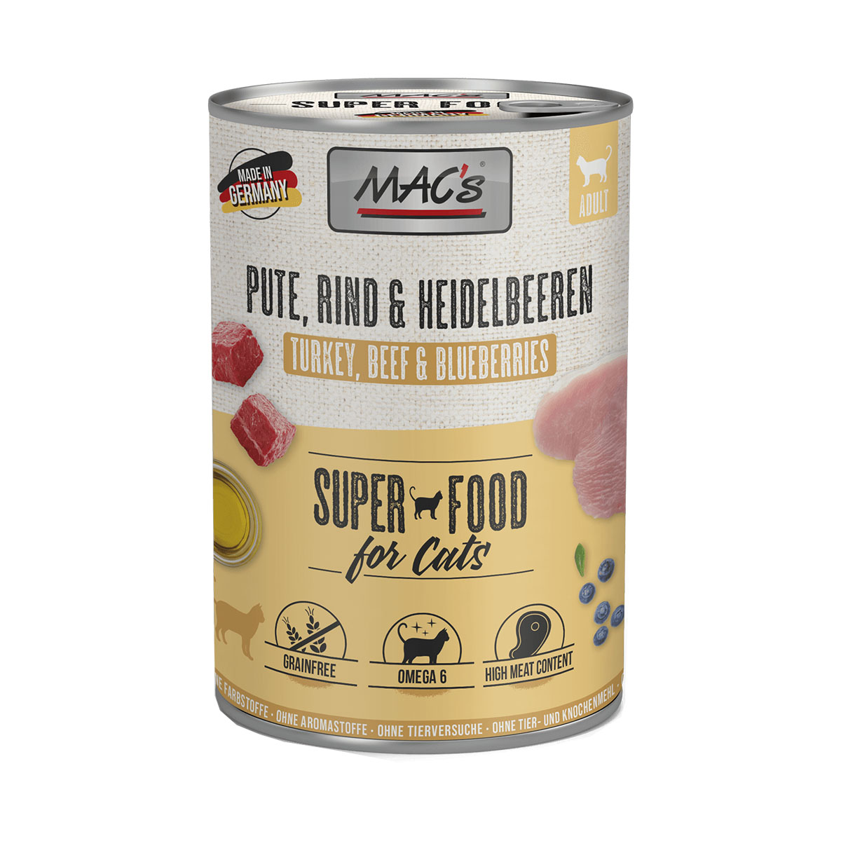 MAC's Cat Fleischmenü Pute, Rind und Heidelbeeren