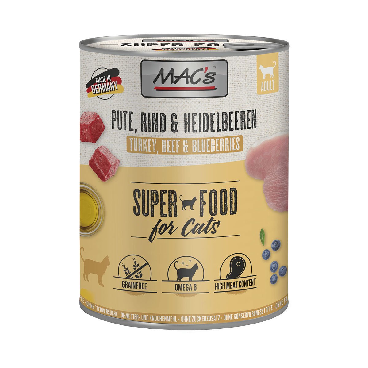 MAC's Cat Fleischmenü Pute, Rind und Heidelbeeren