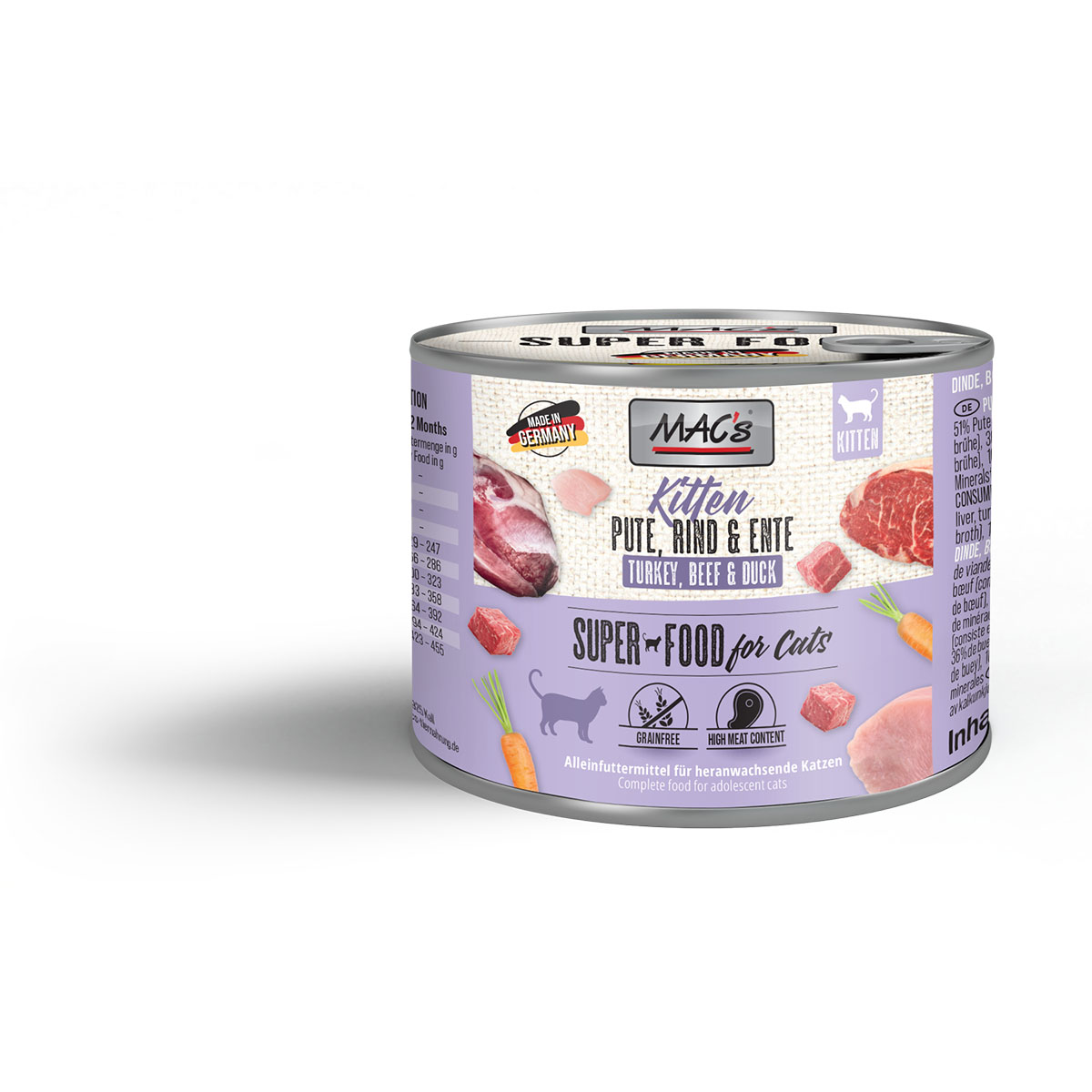 MAC's Cat Fleischmenü Kitten Pute, Rind und Ente