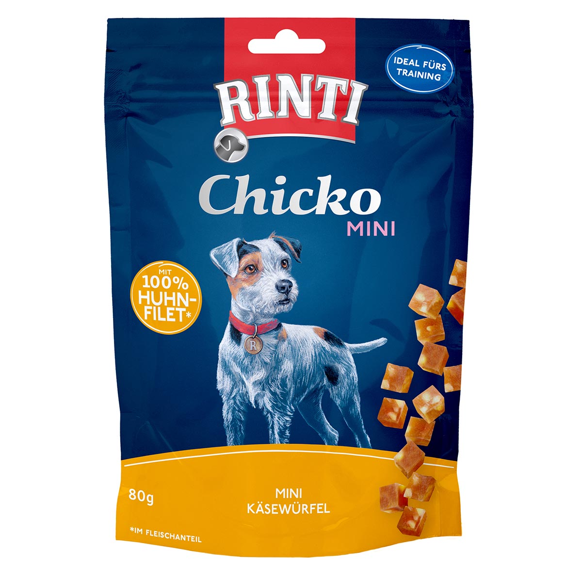 RINTI Chicko Mini Käsewürfel Huhn 80g