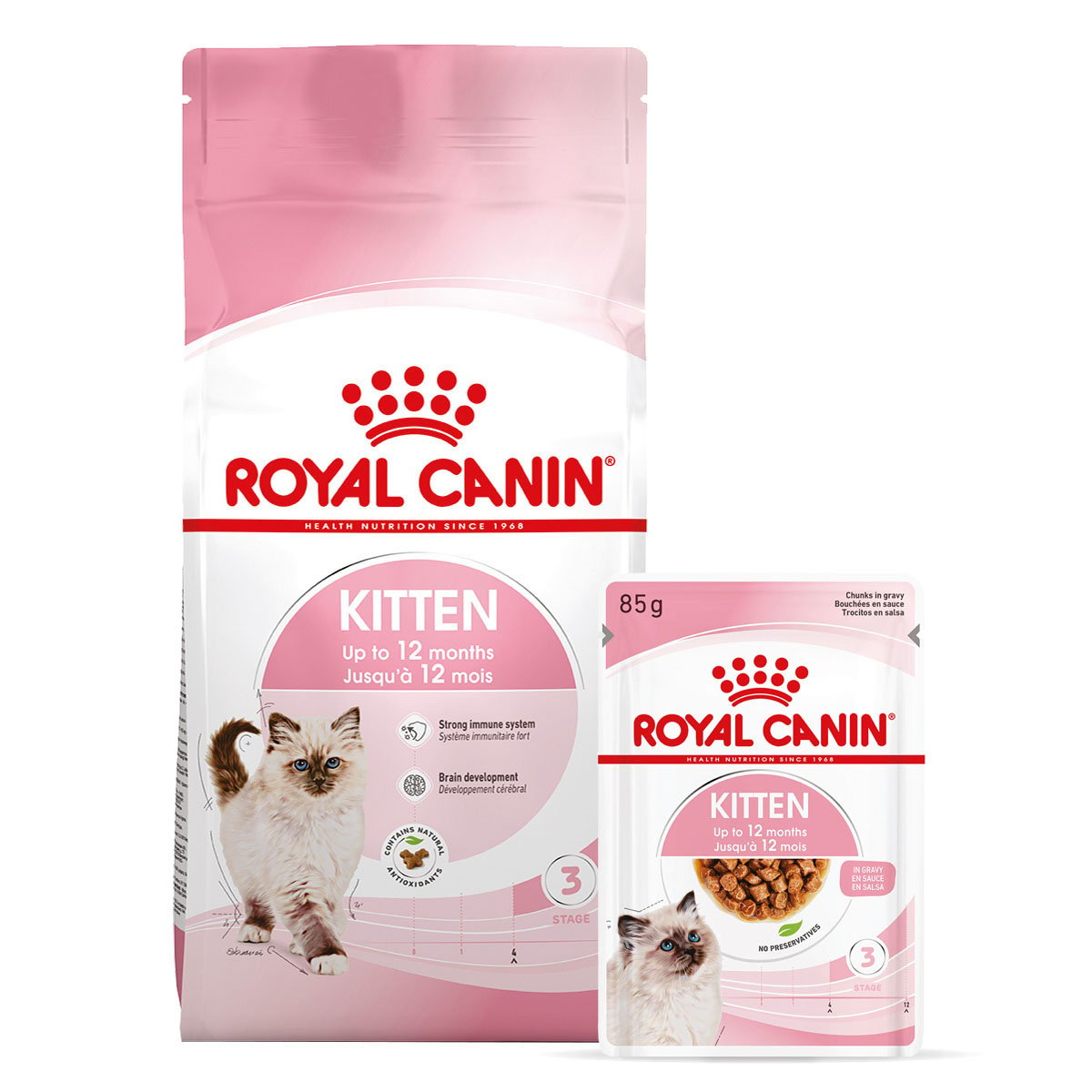 ROYAL CANIN KITTEN Trockenfutter 2kg + Nassfutter in Soße 12x85g