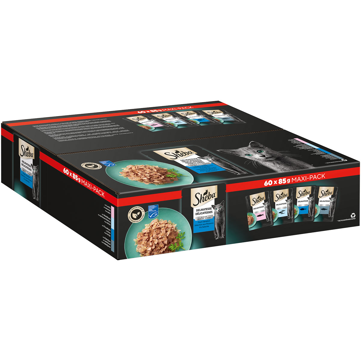 Sheba Nassfutter Multipack Delikatesse in Gelee Fisch Variation