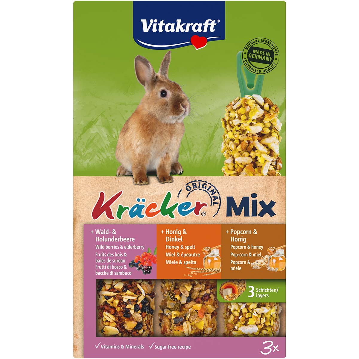 Vitakraft Kräcker Trio Waldbeere Honig Popcorn 3 Stück
