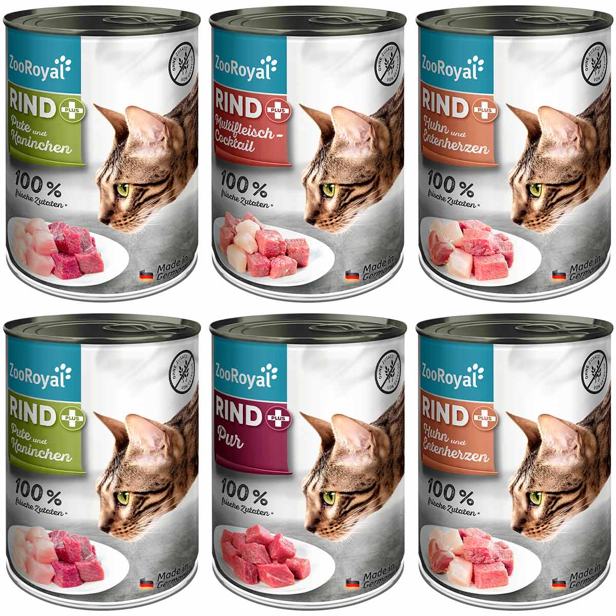 ZooRoyal Rind+ Mixpaket Katze 6x400g